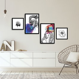 Wallity Cuadro Decorativo 4PSCT-20 de 4 Piezas Multicolor